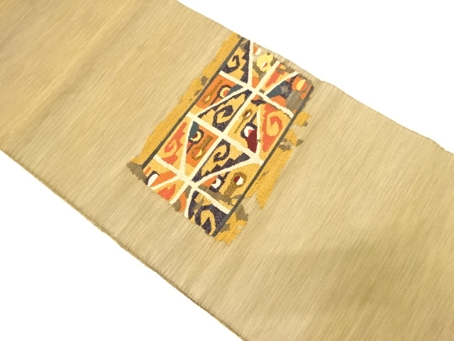 JAPANESE KIMONO / ANTIQUE FUKURO OBI / SILK / WOVEN SHIKISHI PATTERN